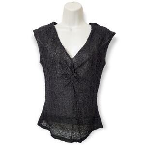 Bay Studio Career Black V Neckline Sheer Casual Work Top Size SMALL